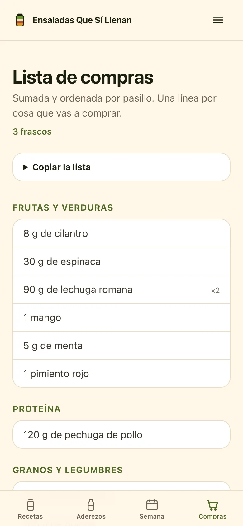 La lista ya sumada — sin hacer cuentas en el pasillo