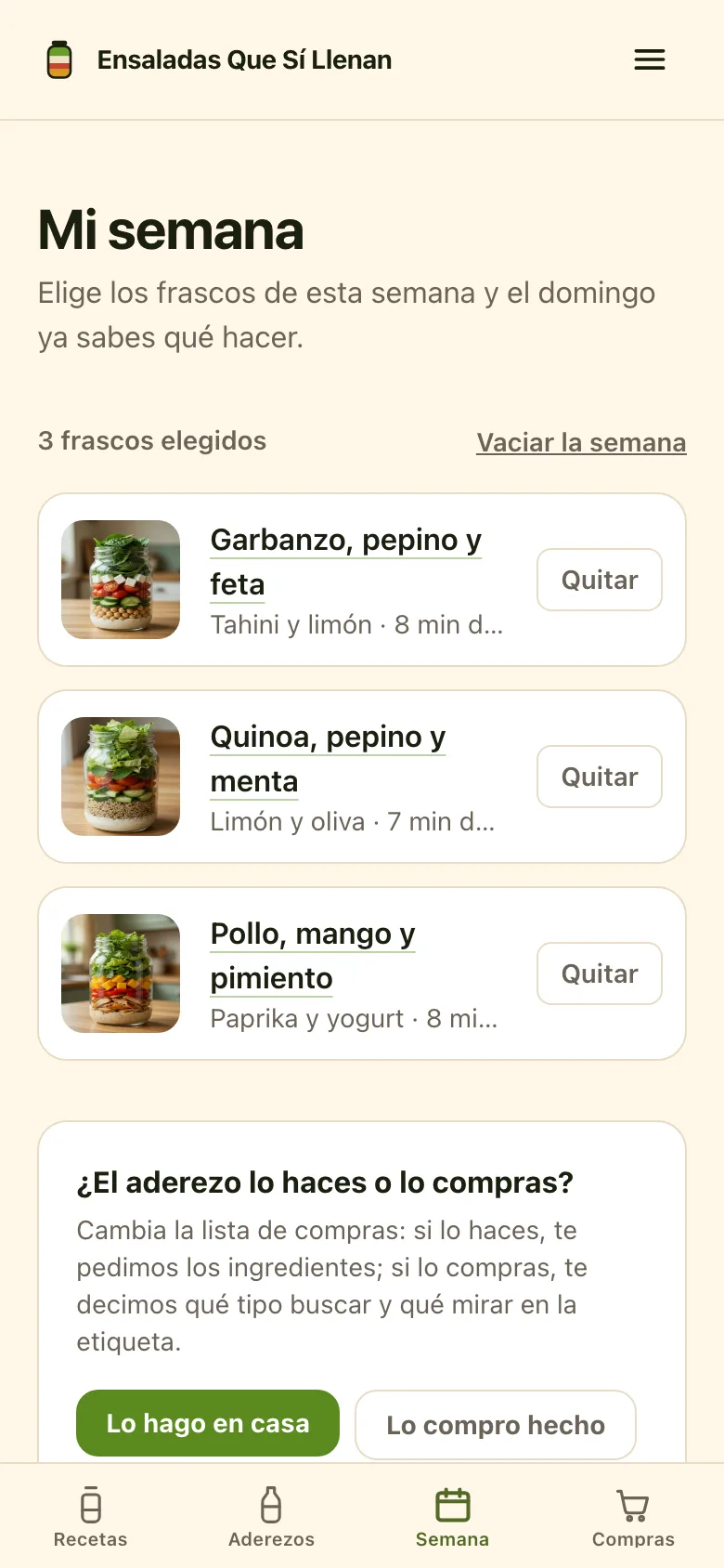 Tus frascos de la semana, decididos el domingo