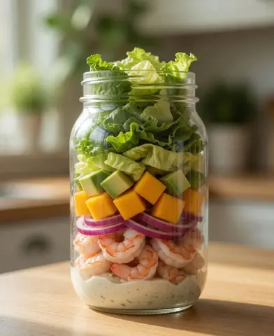 Camarón, aguacate y mango