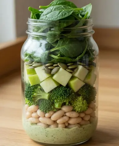 Frijol blanco, brócoli y manzana