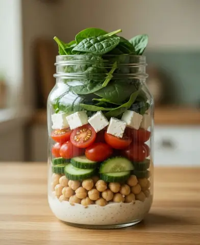 Garbanzo, pepino y feta