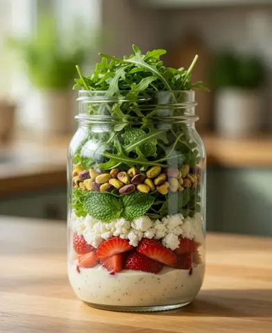 Ricotta, fresa y menta